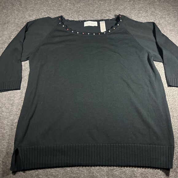 Elisabeth by Liz Claiborne VTG Black Sweater Sequin Collar Size 1 2XL NWT - Picture 1 of 11